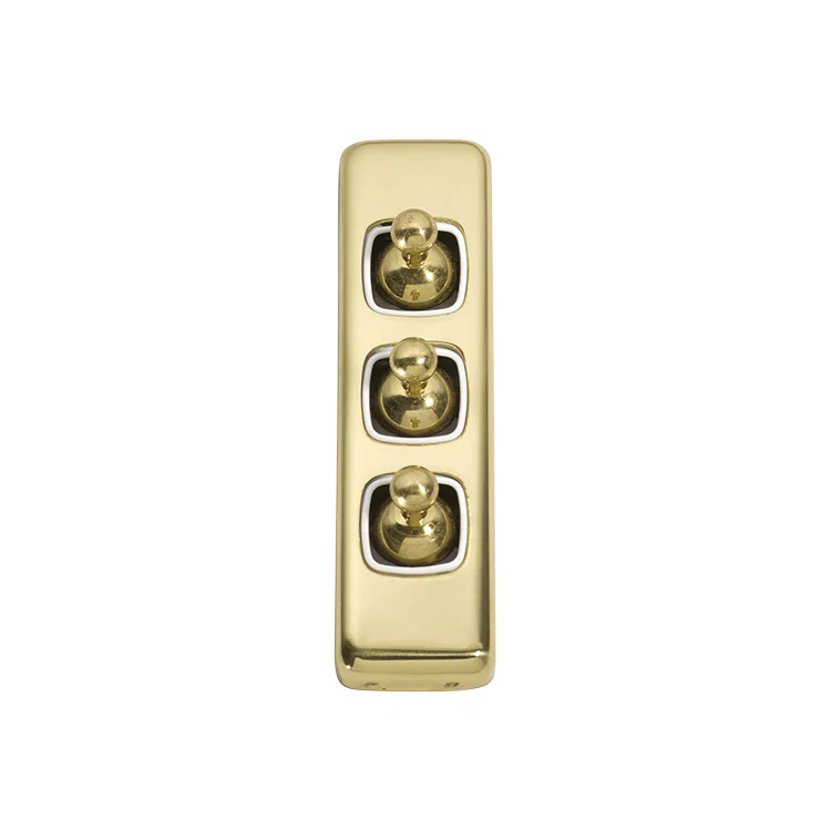 Tradco 5956PB Switch Toggle 3 Gang Polished Brass WH 30x108mm