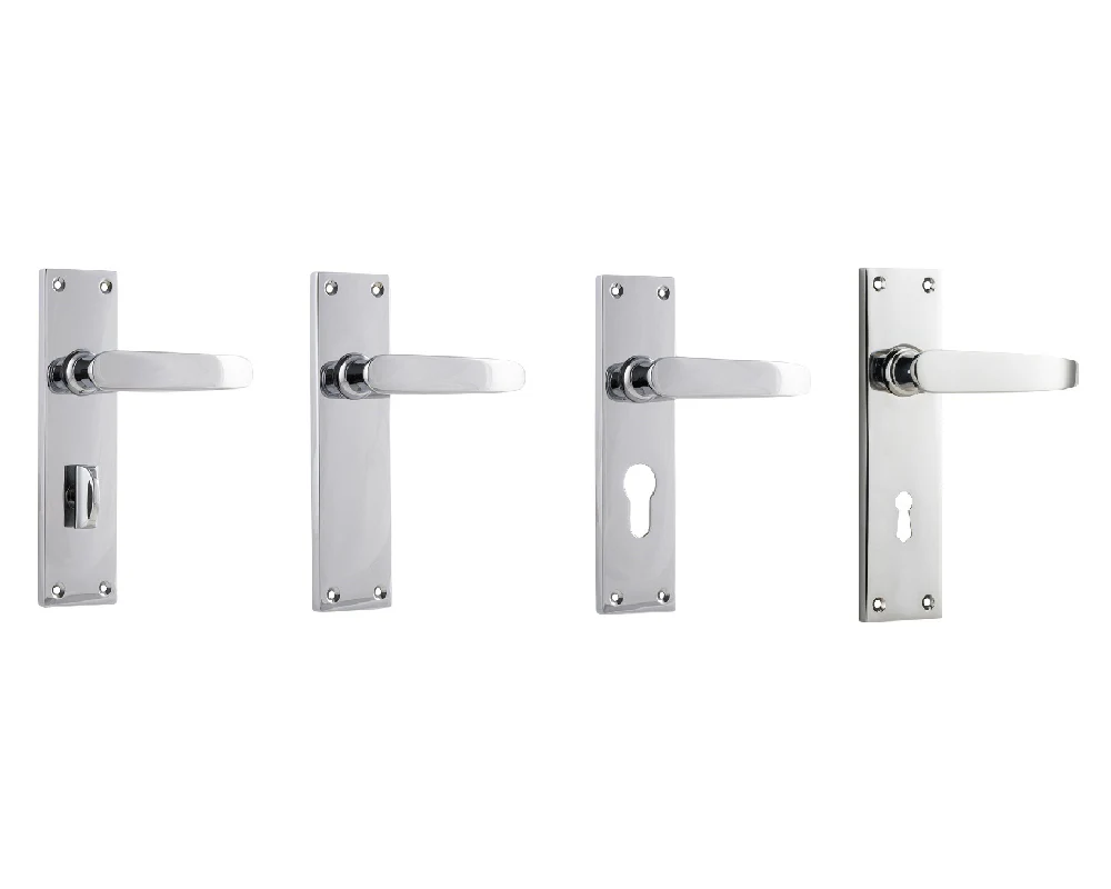Tradco Balmoral Door Lever Handle on Rectangular Backplate Chrome Plated