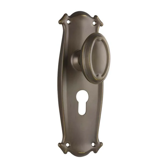 Tradco Bungalow Door Knob on Backplate Antique Brass - Image 2