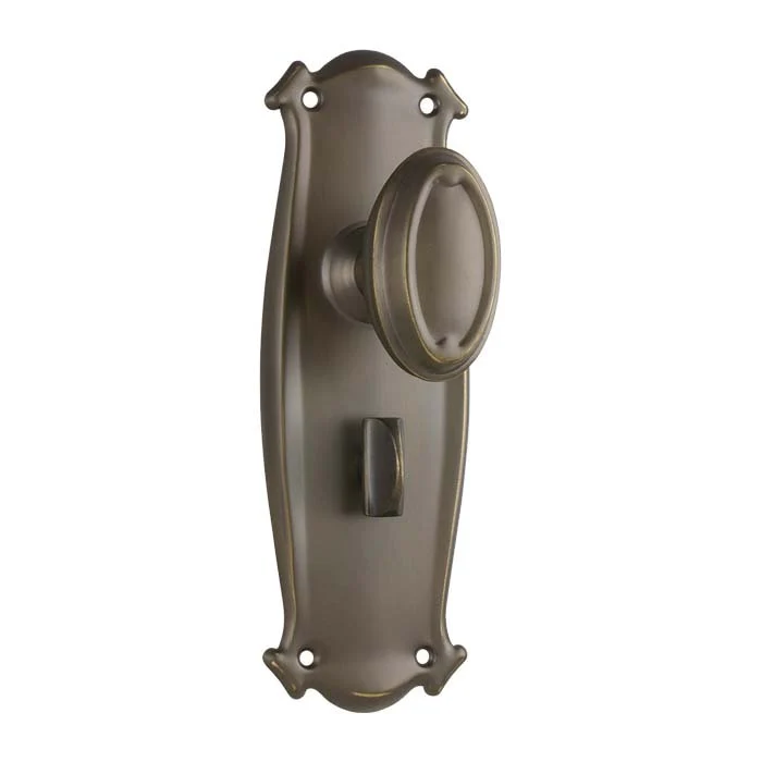 Tradco Bungalow Door Knob on Backplate Antique Brass - Image 3