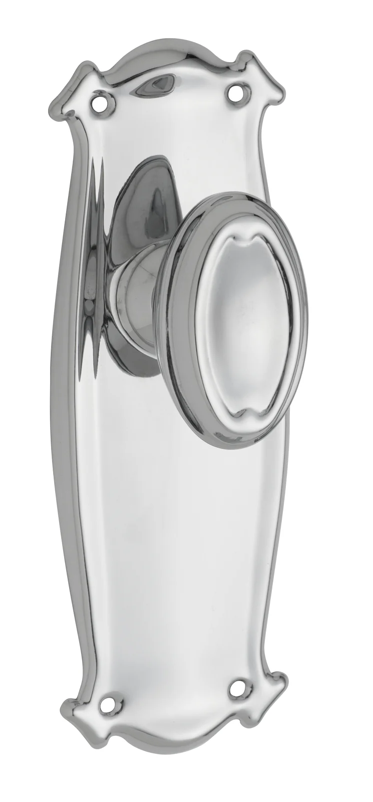 Tradco Bungalow Door Knob on Backplate Chrome Plated - Image 2