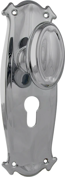 Tradco Bungalow Door Knob on Backplate Chrome Plated - Image 3