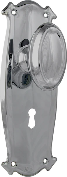 Tradco Bungalow Door Knob on Backplate Chrome Plated - Image 5