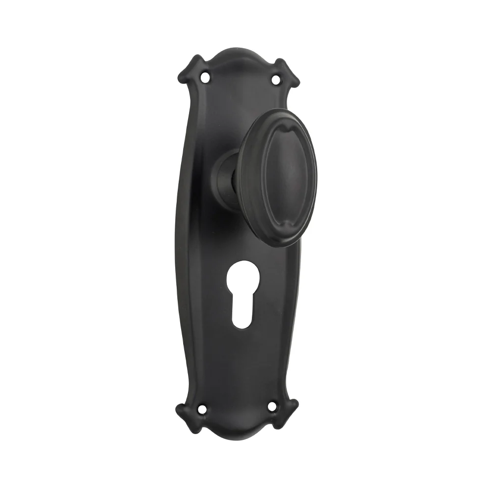 Tradco Bungalow Door Knob on Backplate Matt Black - Image 3