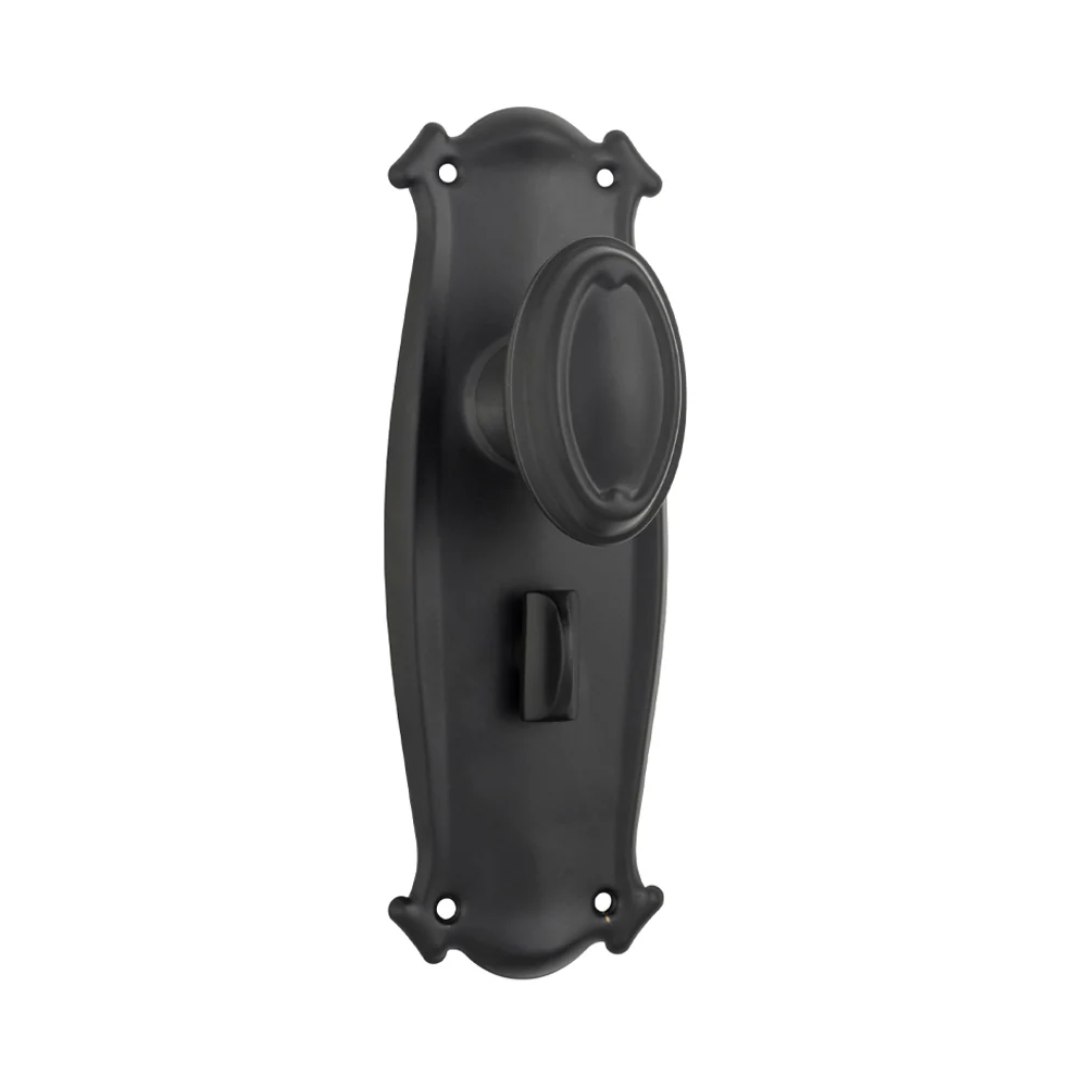 Tradco Bungalow Door Knob on Backplate Matt Black - Image 4