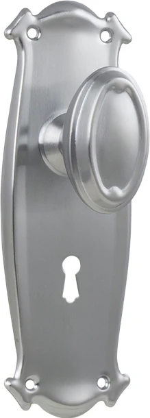 Tradco Bungalow Door Knob on Backplate Satin Chrome - Image 5