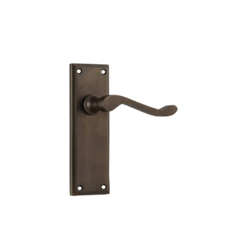 Tradco Camden Door Lever Handle on Rectangular Backplate Antique Brass - Image 2
