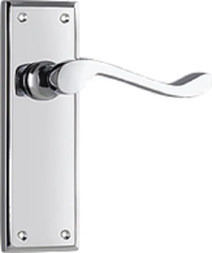 Tradco Camden Door Lever Handle on Rectangular Backplate Chrome Plated - Image 2