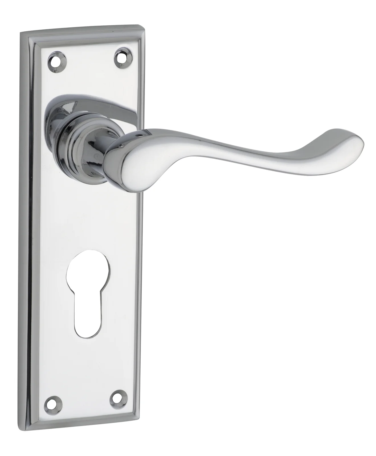 Tradco Camden Door Lever Handle on Rectangular Backplate Chrome Plated - Image 3