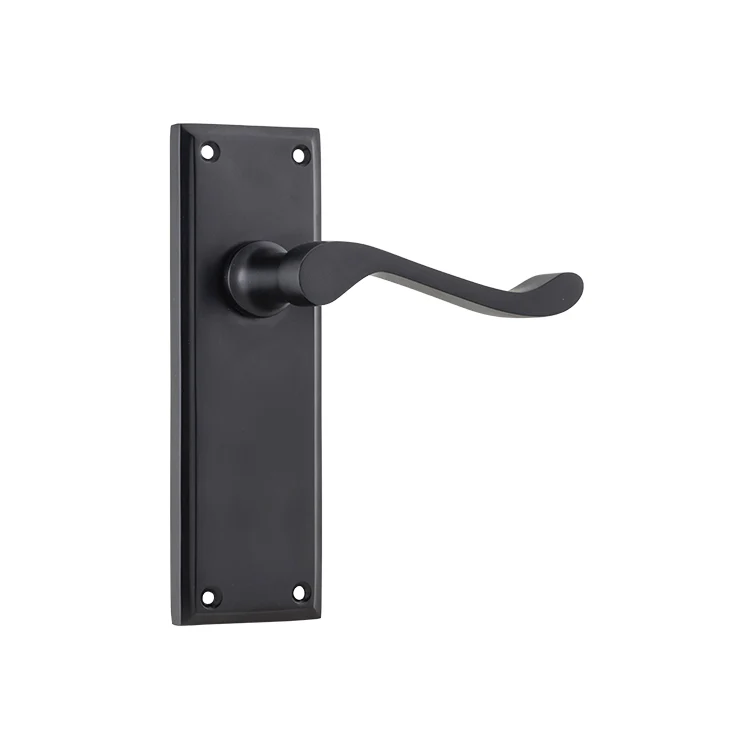 Tradco Camden Door Lever Handle on Rectangular Backplate Matt Black - Image 2