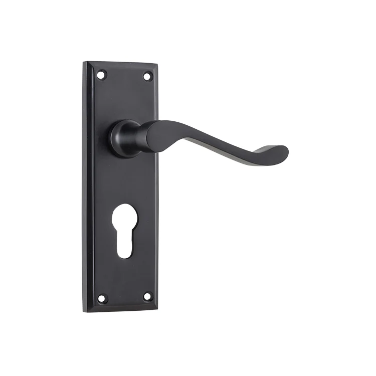 Tradco Camden Door Lever Handle on Rectangular Backplate Matt Black - Image 3