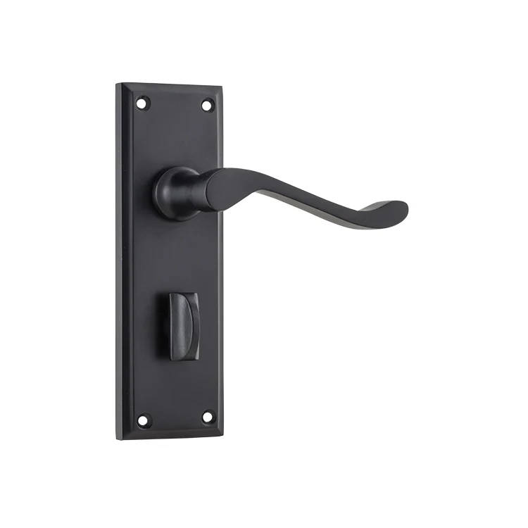 Tradco Camden Door Lever Handle on Rectangular Backplate Matt Black - Image 4