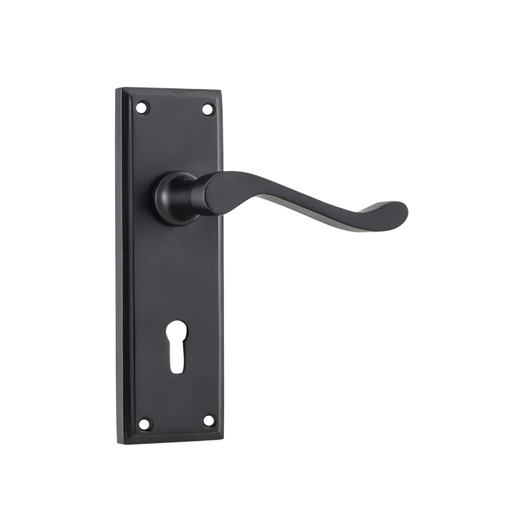 Tradco Camden Door Lever Handle on Rectangular Backplate Matt Black - Image 5