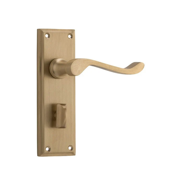 Tradco Camden Door Lever Handle on Rectangular Backplate Satin Brass - Image 4