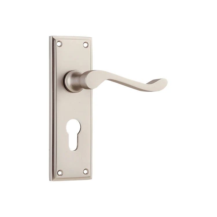 Tradco Camden Door Lever Handle on Rectangular Backplate Satin Nickel - Image 3