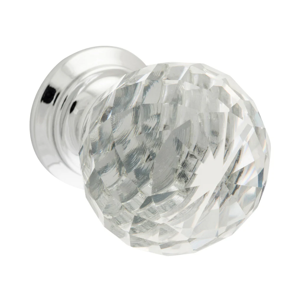 Tradco Clear Diamond Cut Glass Cupboard Knob - Available in Various Sizes - Image 3