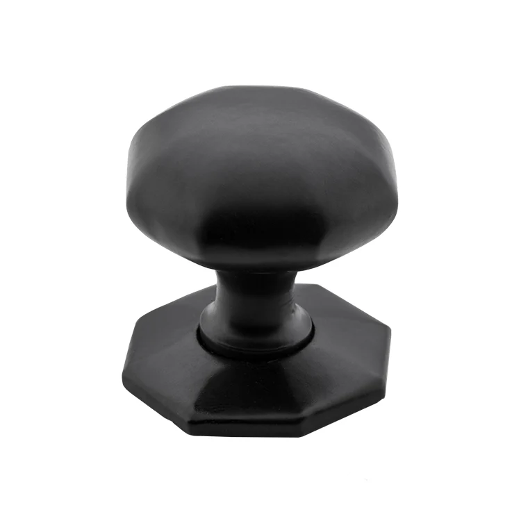 Tradco Cupboard Knob Octagonal with Backplate 38mm Matt Black 4086