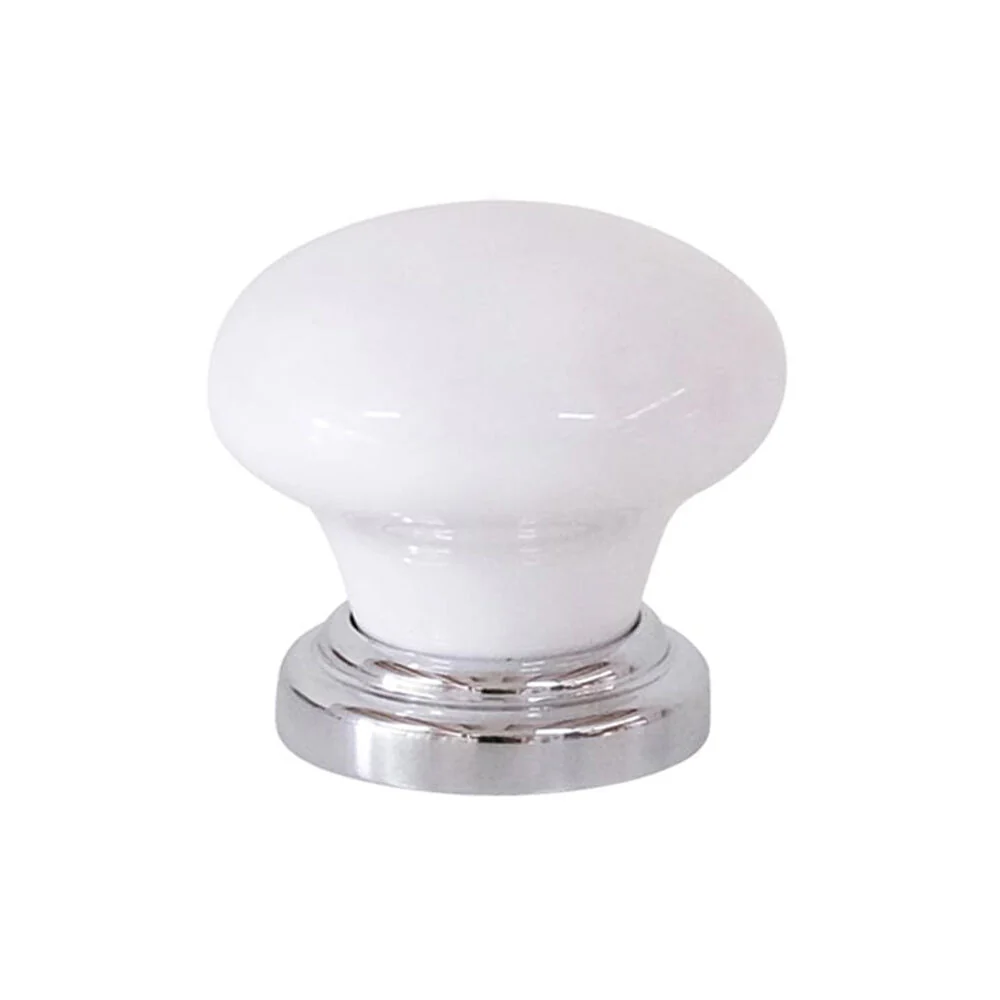 Tradco Cupboard Knob White Porcelain 32x30mm - Available in Various Finishes - Image 3