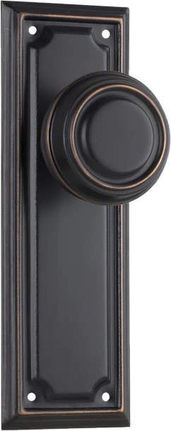 Tradco Edwardian Door Knob on Rectangular Backplate Antique Copper - Image 2