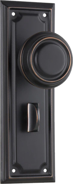 Tradco Edwardian Door Knob on Rectangular Backplate Antique Copper - Image 4