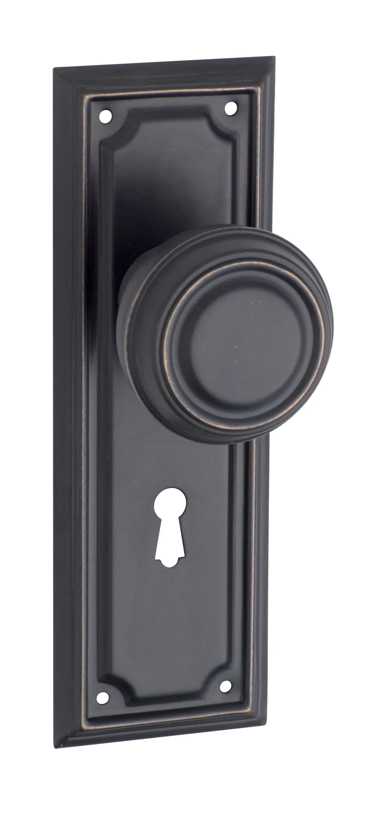 Tradco Edwardian Door Knob on Rectangular Backplate Antique Copper - Image 5