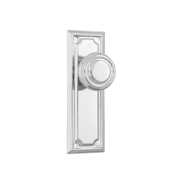 Tradco Edwardian Door Knob on Rectangular Backplate Chrome Plated - Image 2