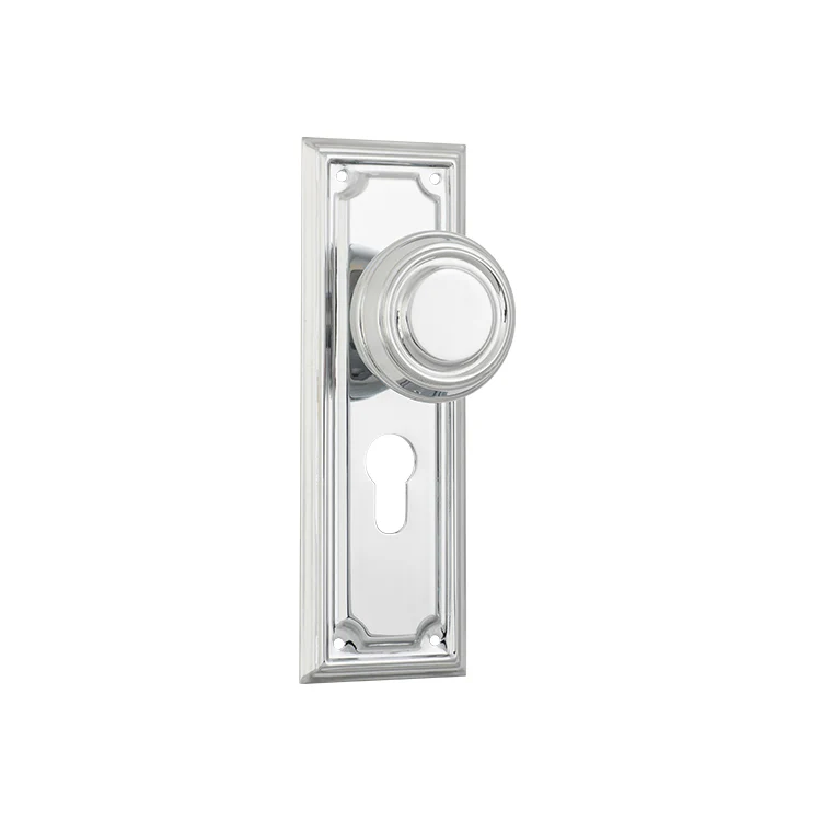 Tradco Edwardian Door Knob on Rectangular Backplate Chrome Plated - Image 3