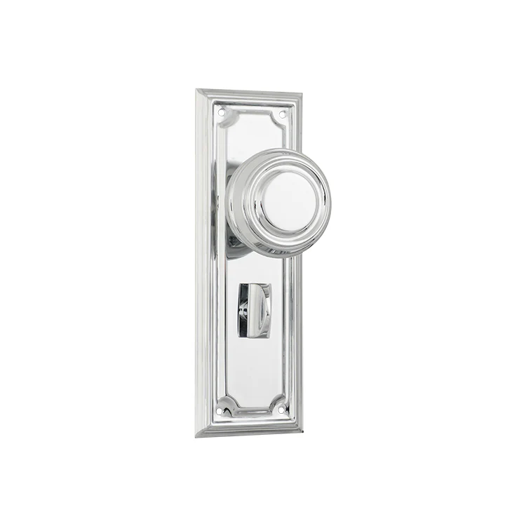 Tradco Edwardian Door Knob on Rectangular Backplate Chrome Plated - Image 4