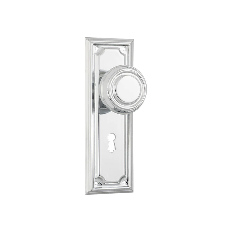 Tradco Edwardian Door Knob on Rectangular Backplate Chrome Plated - Image 5