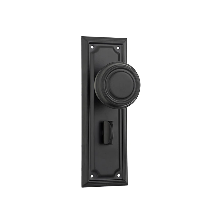 Tradco Edwardian Door Knob on Rectangular Backplate Matt Black - Image 4