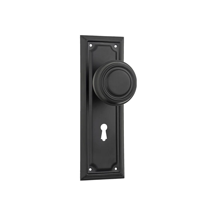 Tradco Edwardian Door Knob on Rectangular Backplate Matt Black - Image 5