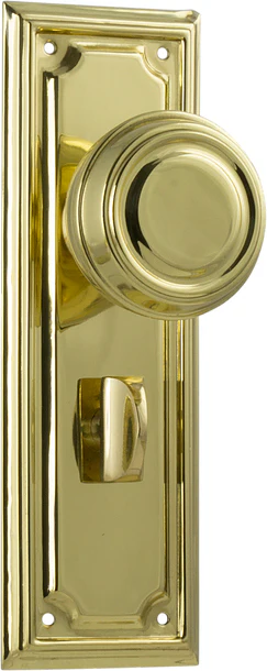 Tradco Edwardian Door Knob on Rectangular Backplate Polished Brass - Image 4