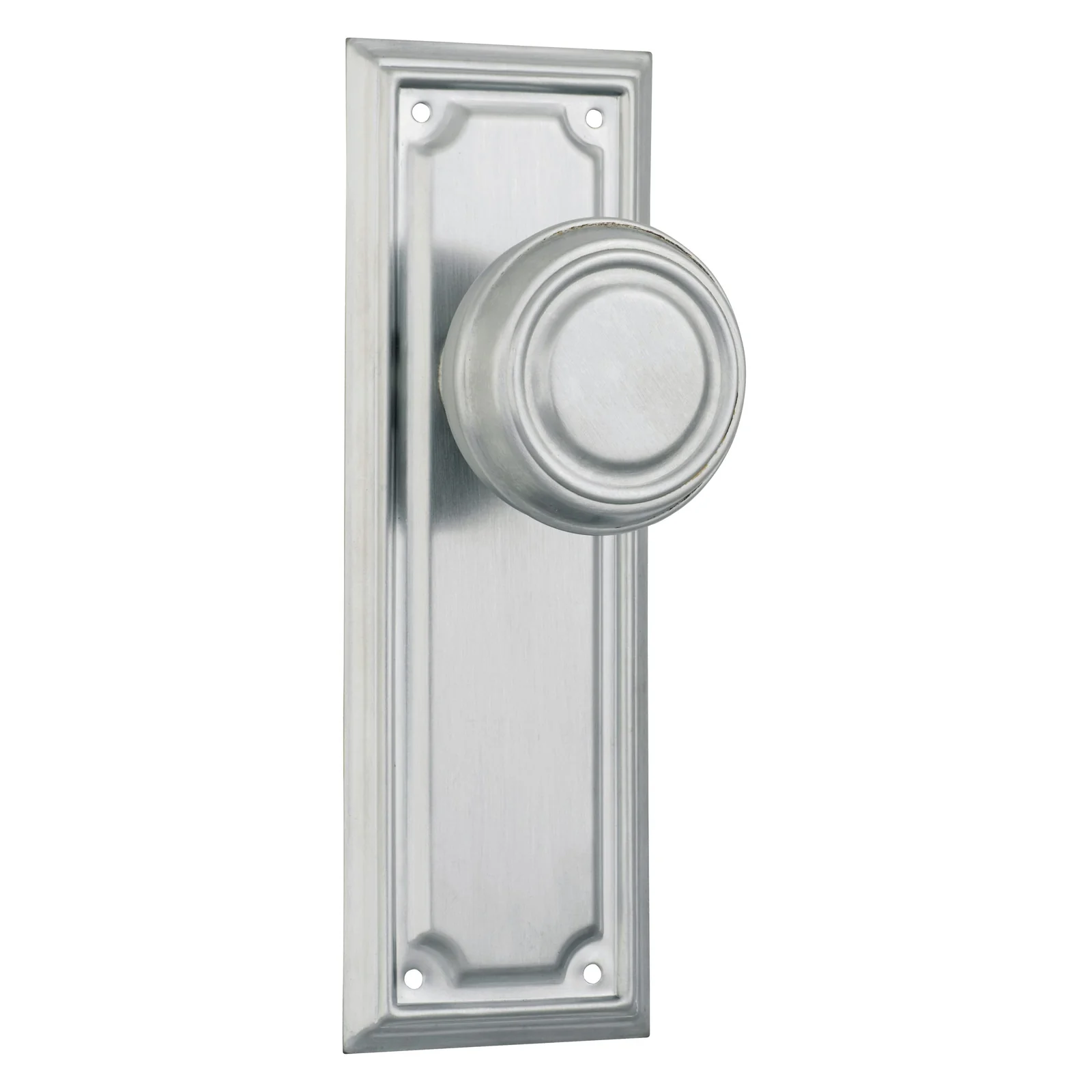 Tradco Edwardian Door Knob on Rectangular Backplate Satin Chrome - Image 2