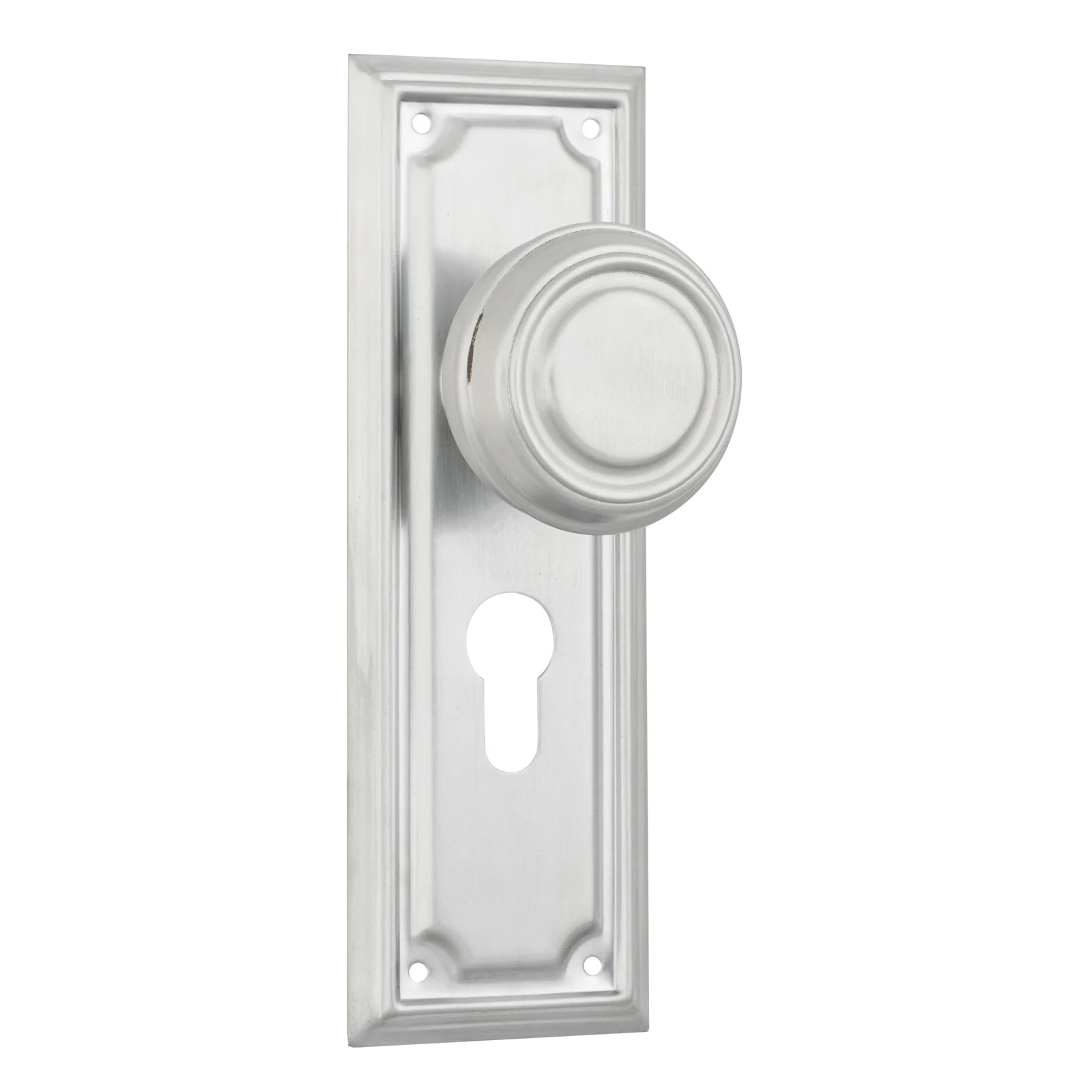 Tradco Edwardian Door Knob on Rectangular Backplate Satin Chrome - Image 3