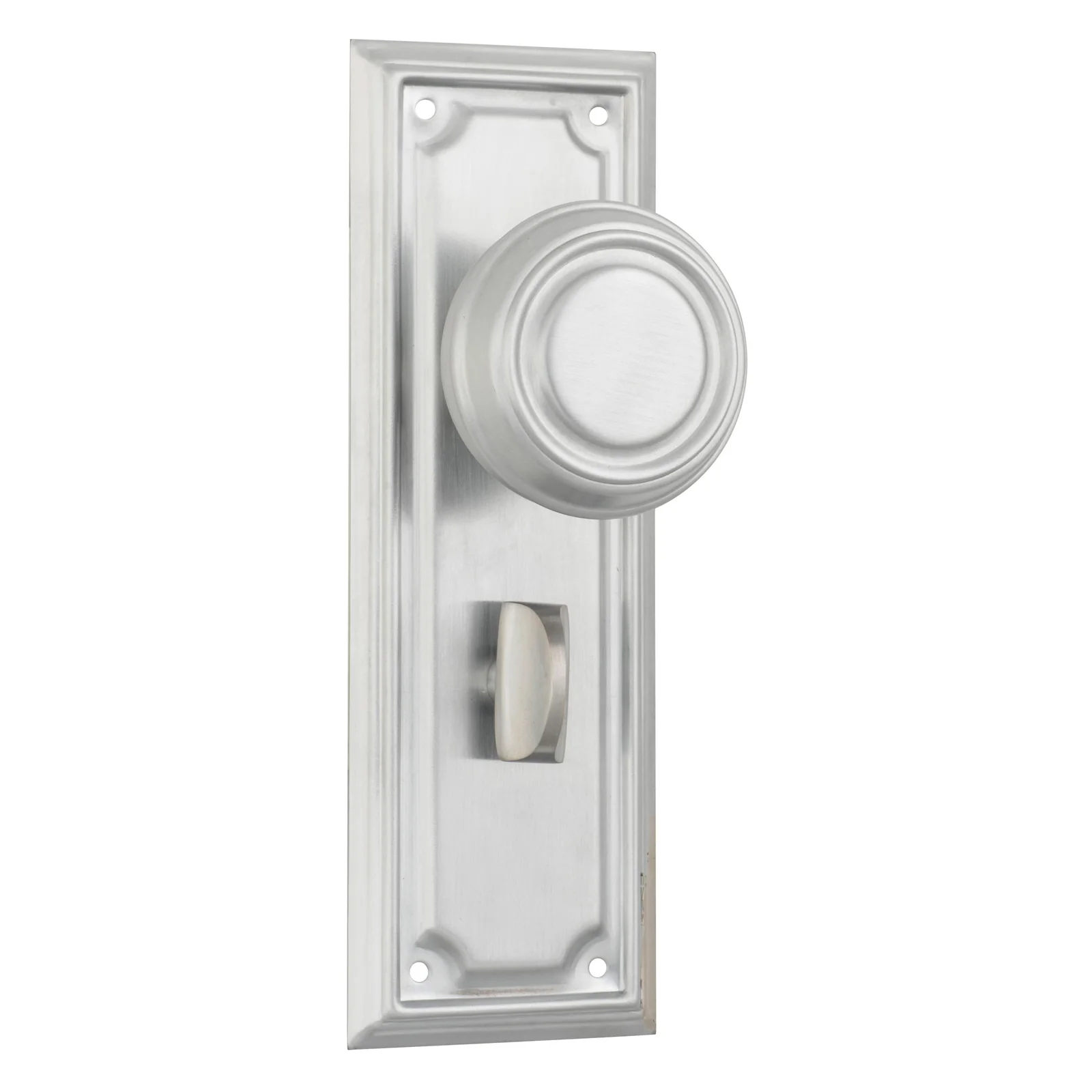Tradco Edwardian Door Knob on Rectangular Backplate Satin Chrome - Image 4