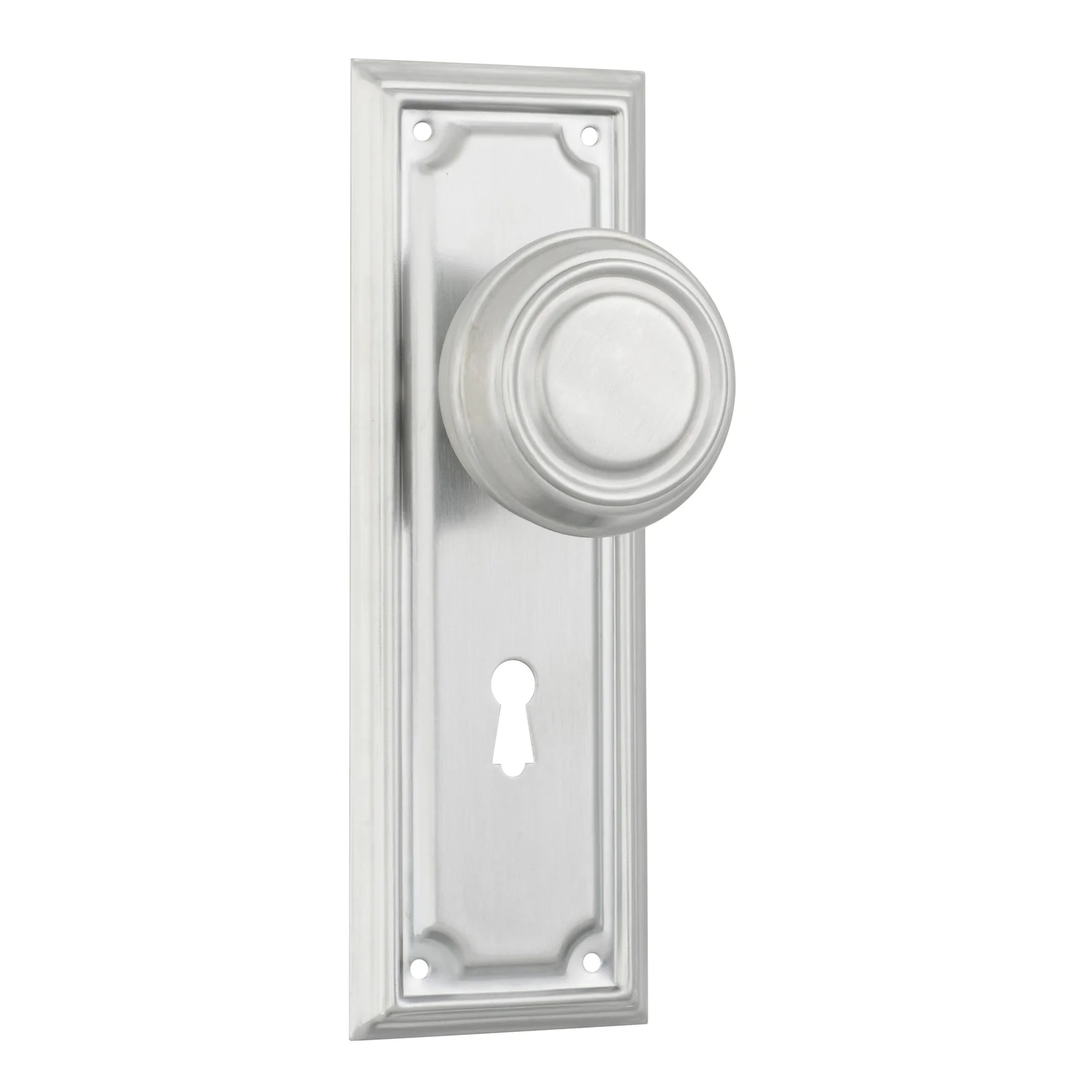 Tradco Edwardian Door Knob on Rectangular Backplate Satin Chrome - Image 5