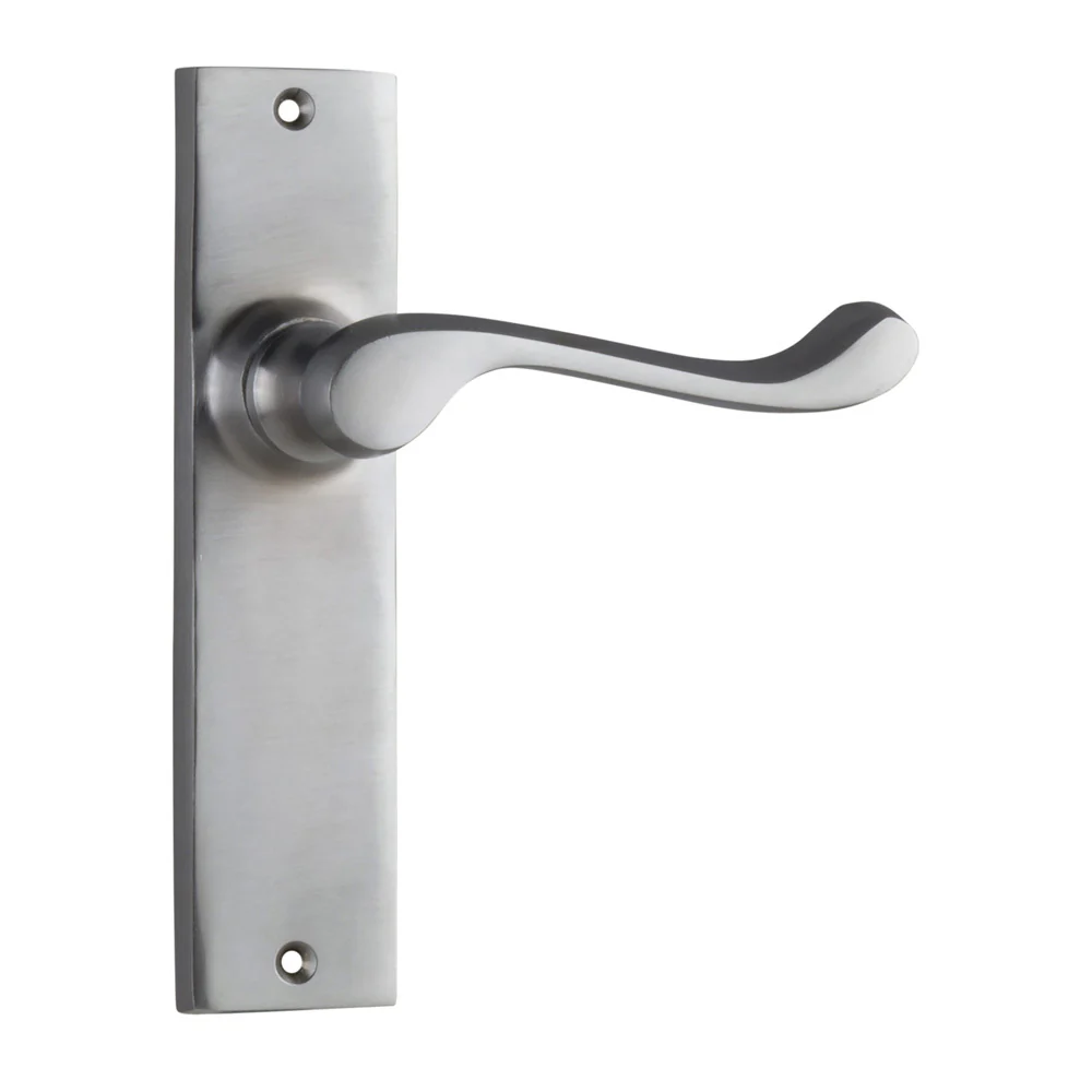Tradco Fremantle Door Lever Handle on Rectangular Backplate Satin Chrome - Image 4