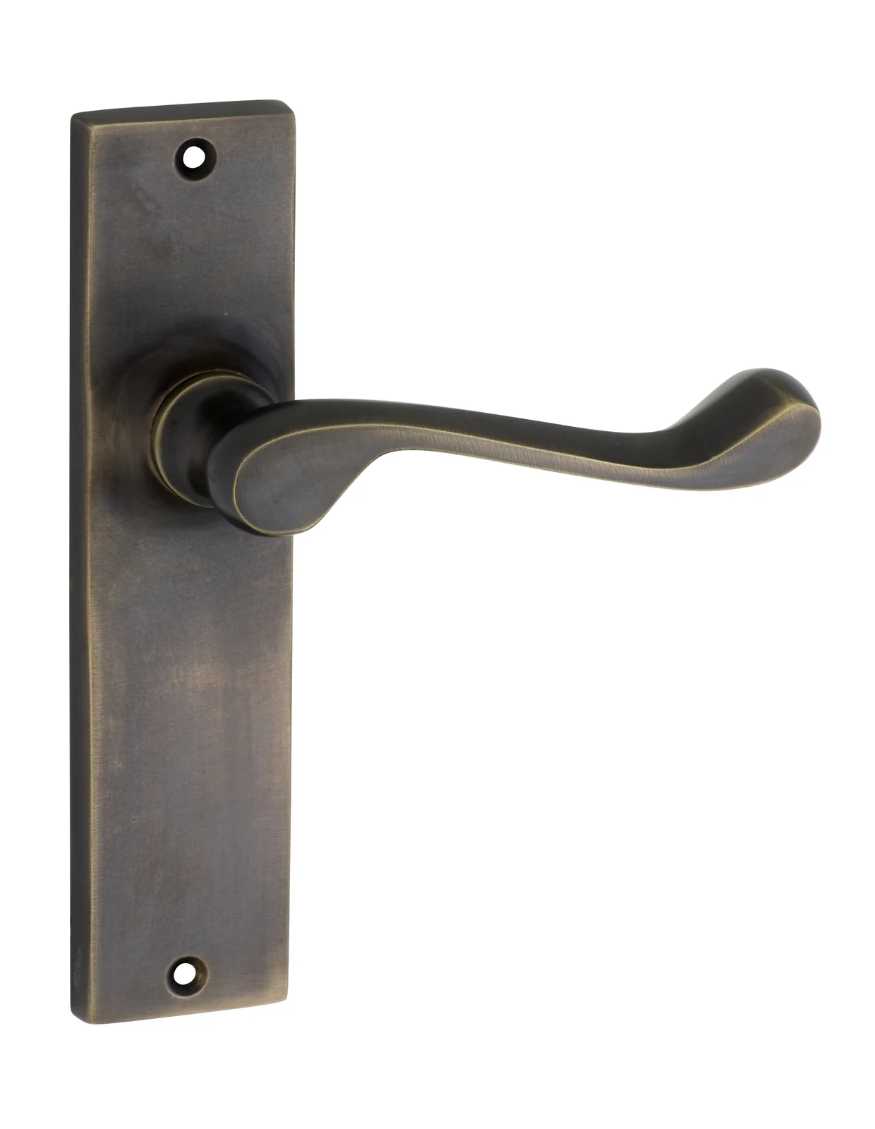Tradco Fremantle Lever Door Handle on Rectangular Backplate Antique Brass - Image 2