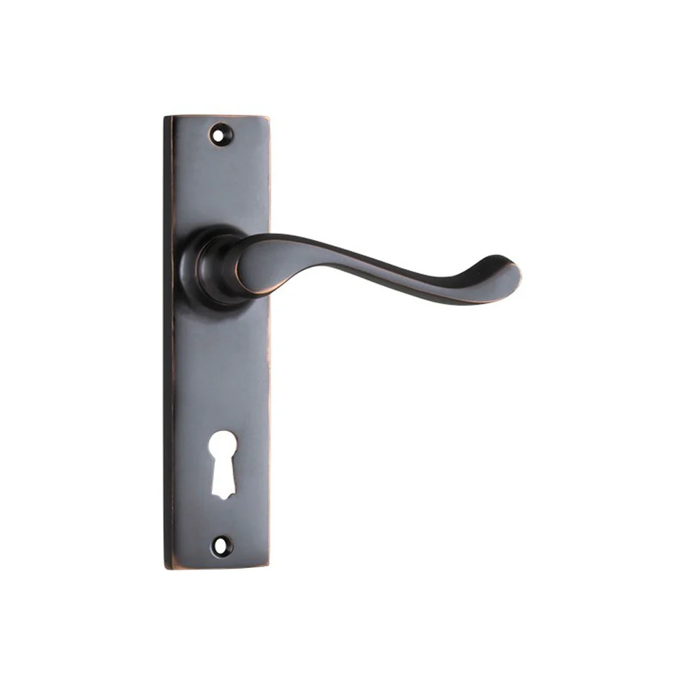 Tradco Fremantle Lever Door Handle on Rectangular Backplate Antique Copper - Image 5