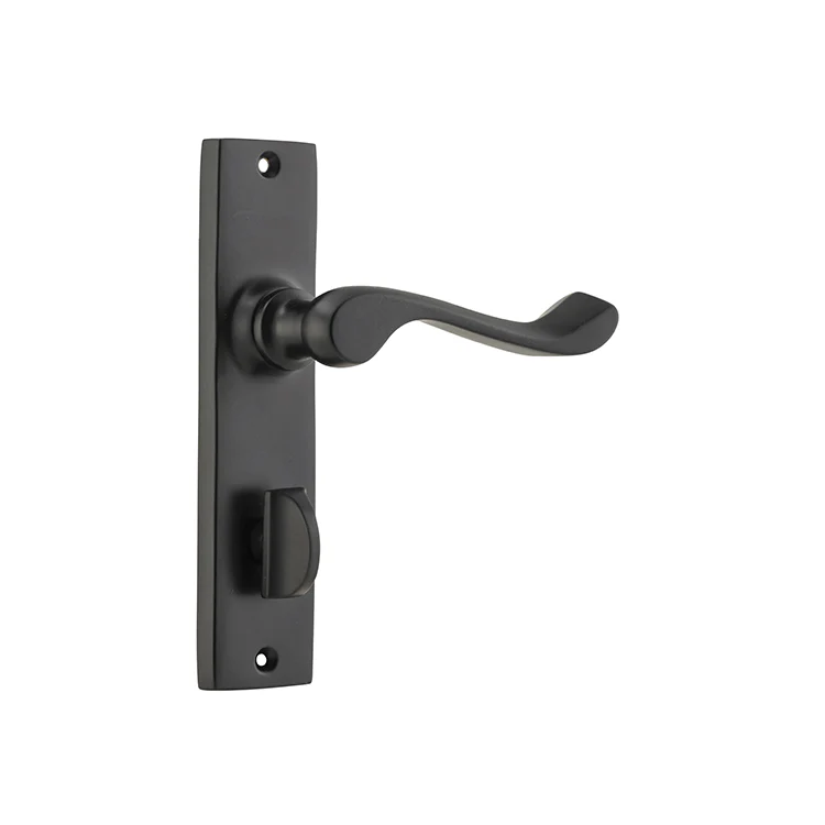Tradco Fremantle Lever Door Handle on Rectangular Backplate Matt Black - Image 4