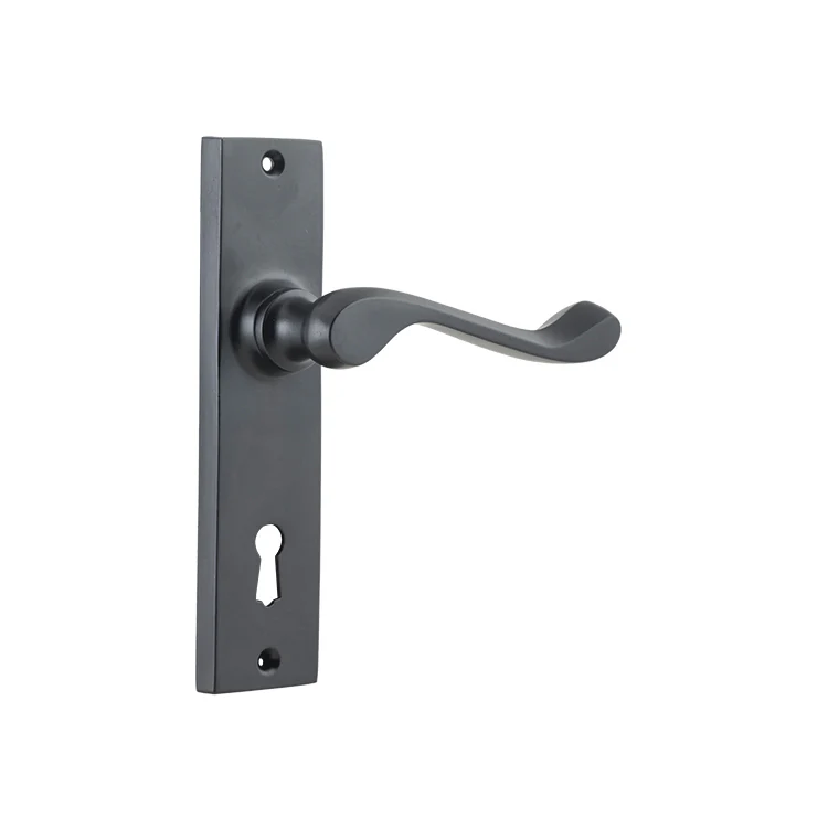 Tradco Fremantle Lever Door Handle on Rectangular Backplate Matt Black - Image 5