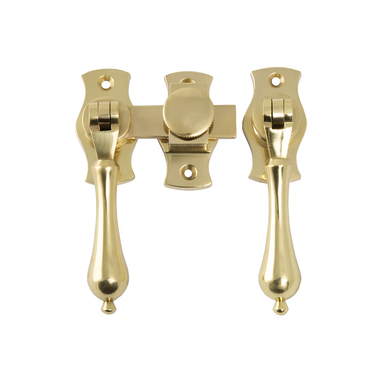 Tradco French Door Fastener Teardrop Polished Brass 1170