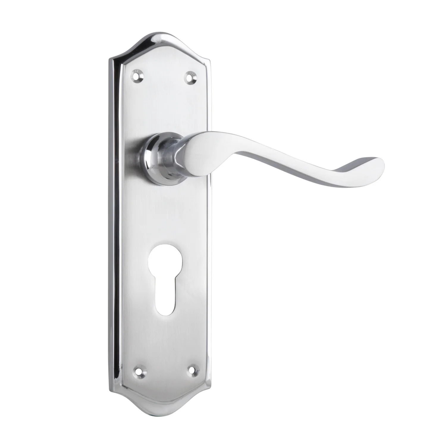 Tradco Henley Door Lever on Long Backplate Satin Chrome - Available in Various Function - Image 4