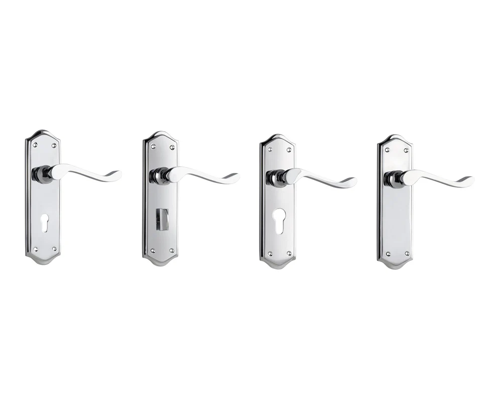 Tradco Henley Lever Door Handle on Shouldered Backplate Chrome Plated