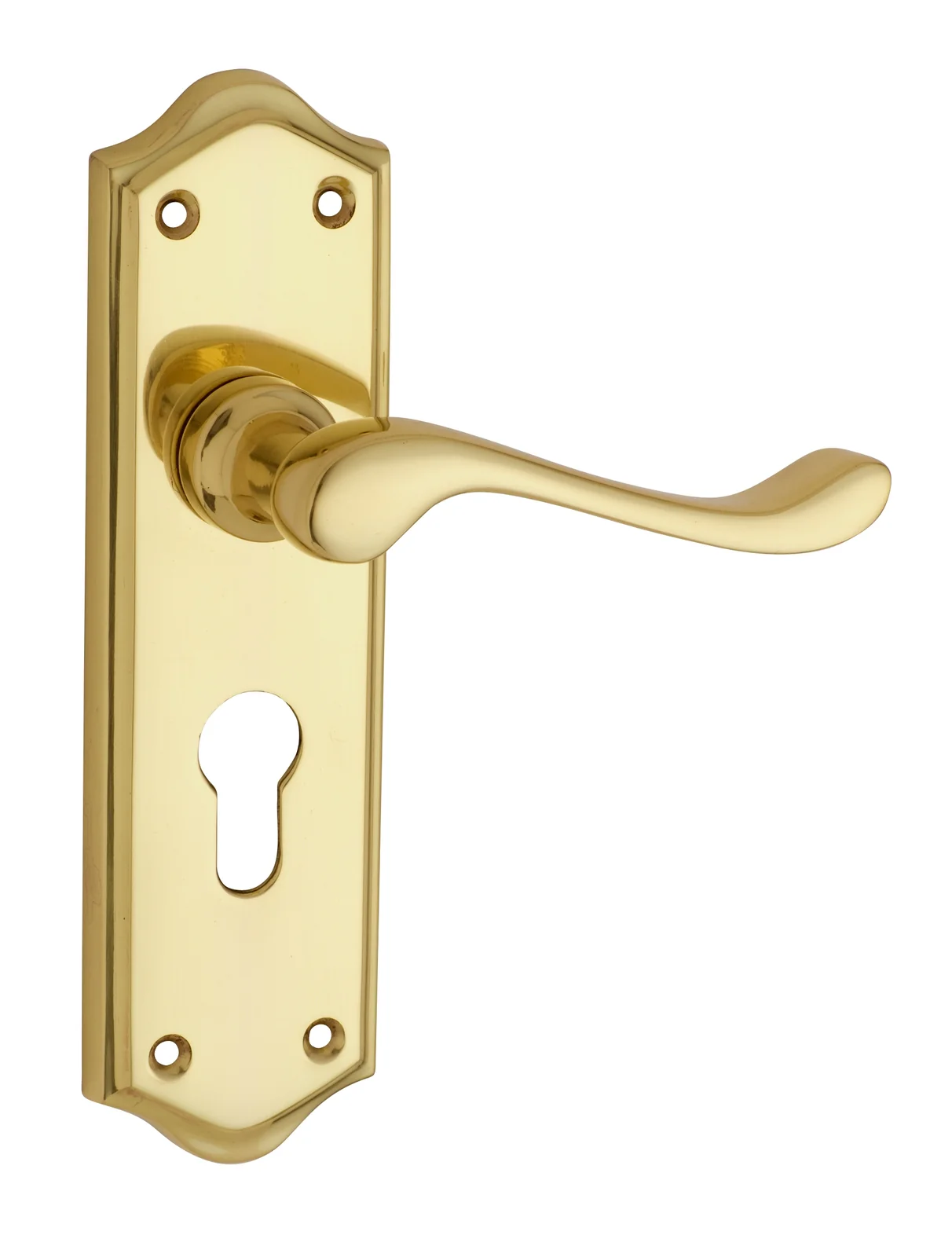 Tradco Henley Lever Door Handle on Shouldered Backplate Polished Brass - Image 2