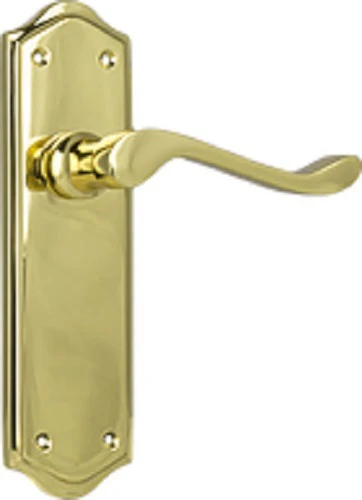 Tradco Henley Lever Door Handle on Shouldered Backplate Polished Brass - Image 3