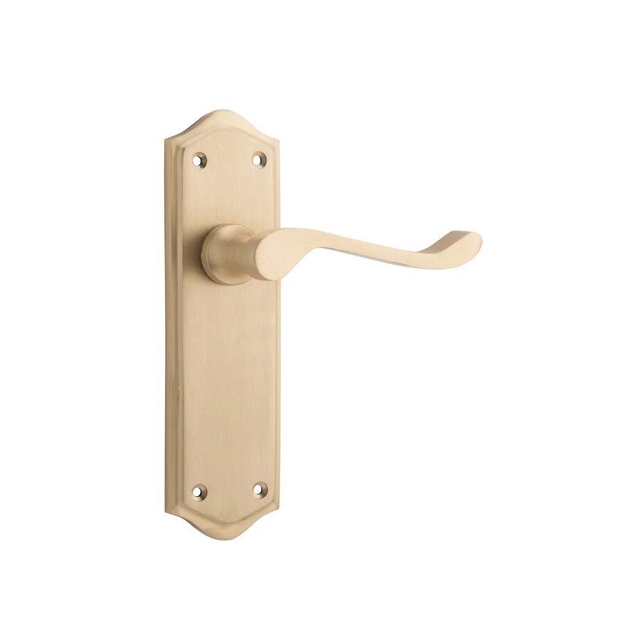 Tradco Henley Lever Door Handle on Shouldered Backplate Satin Brass - Image 2