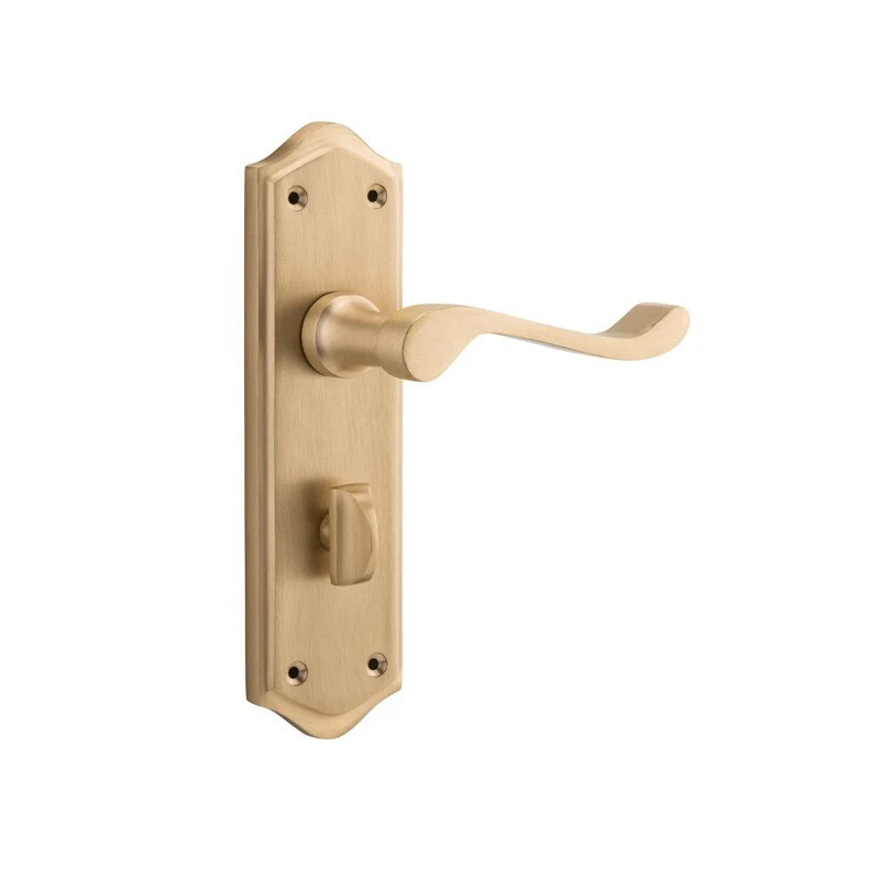Tradco Henley Lever Door Handle on Shouldered Backplate Satin Brass - Image 4