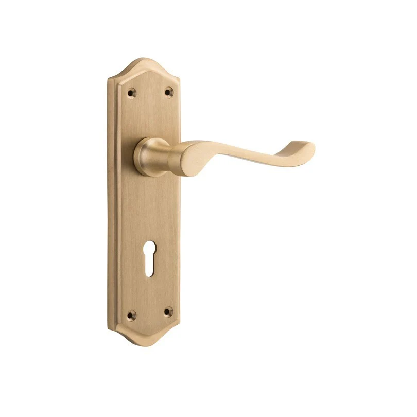 Tradco Henley Lever Door Handle on Shouldered Backplate Satin Brass - Image 5