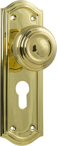 Tradco Kensington Door Knob on Backplate Polished Brass - Image 2